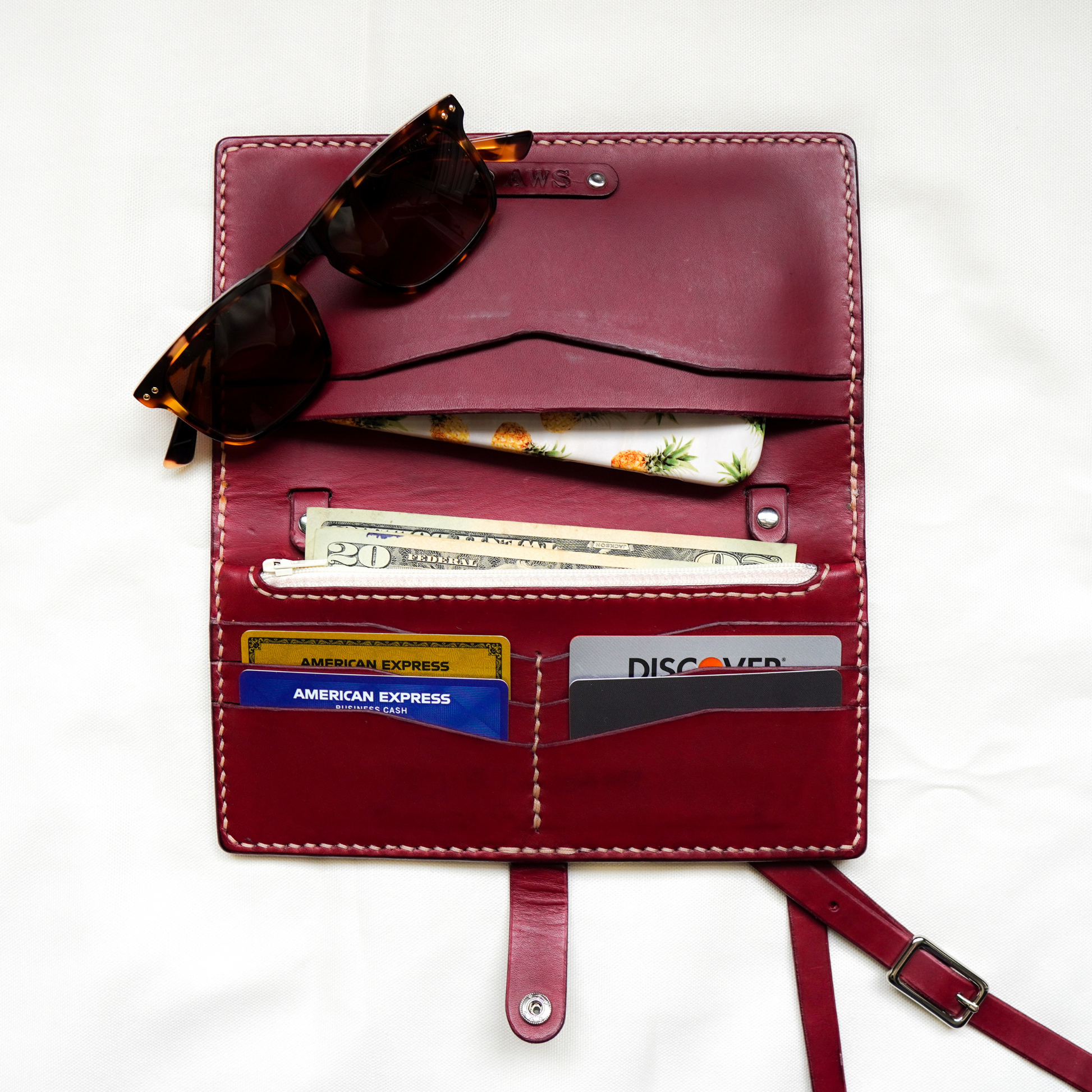 full grain leather crossbody wallet