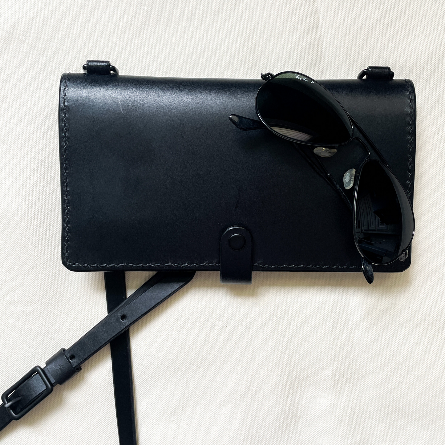 matte black leather crossbody wallet 