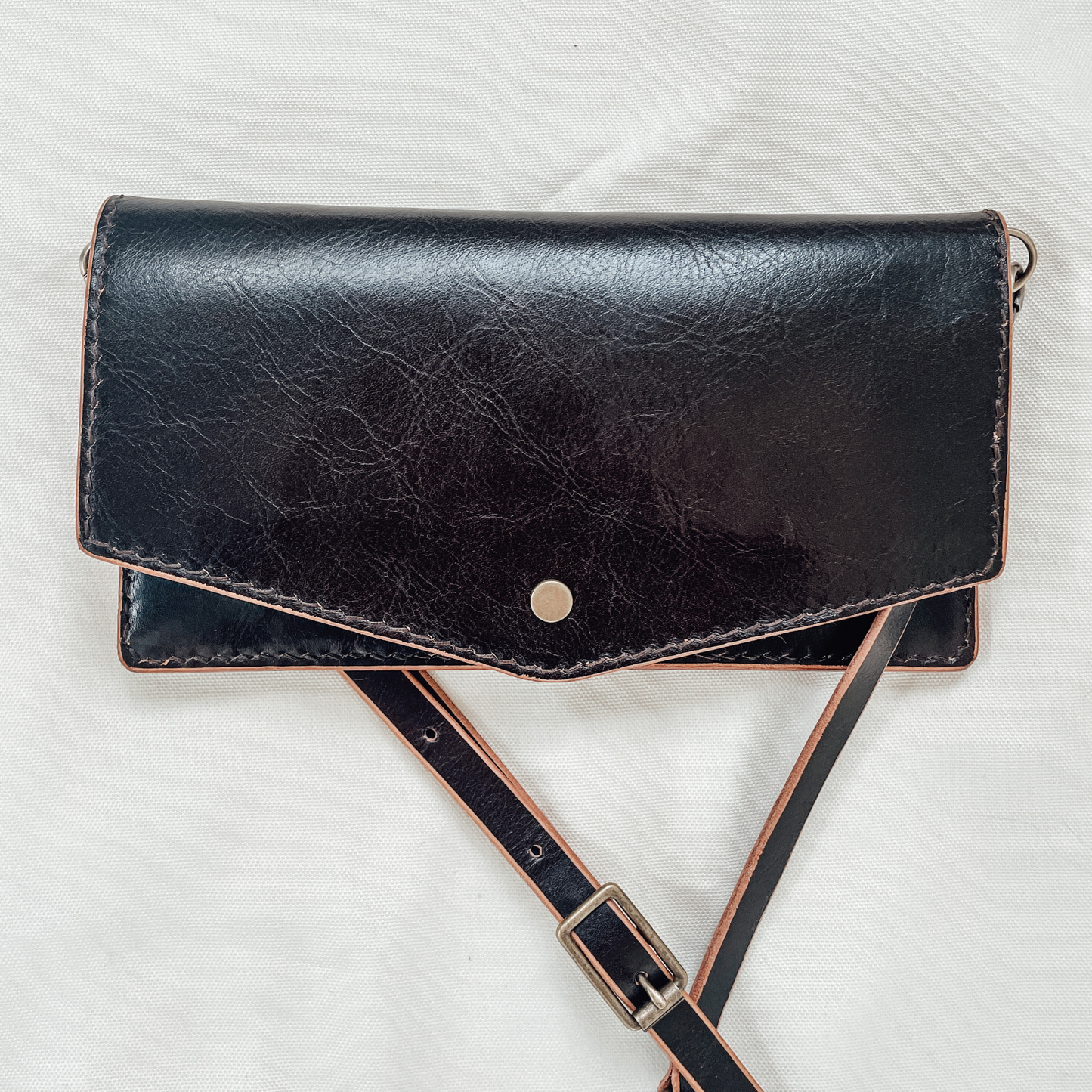 Leather crossbody wallet-dark brown-womens