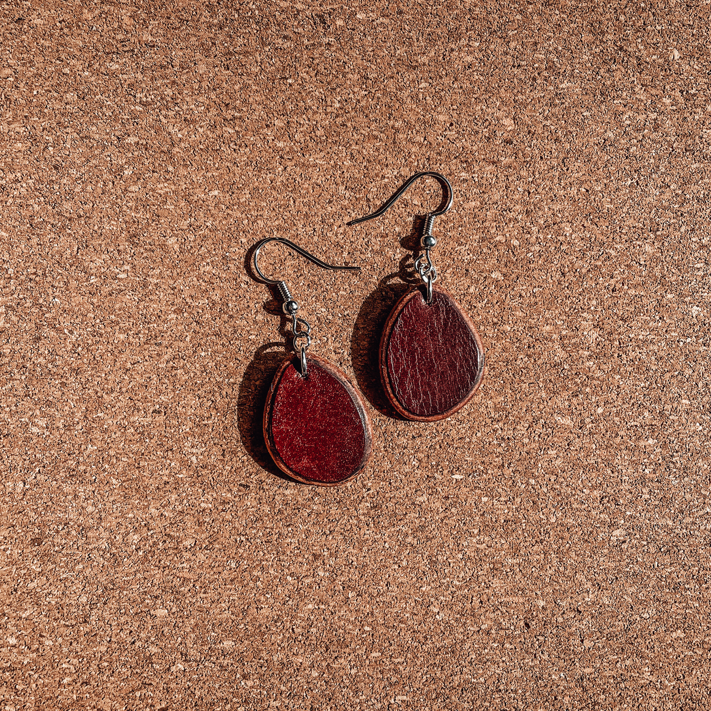 brown leather drop earrings